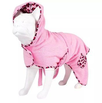 Max & Molly Bath Robe 55cm - Leopard Pink/M - Макс та Молли Халат 55 см - Леопардовый рожевий, розмір M 120092 фото