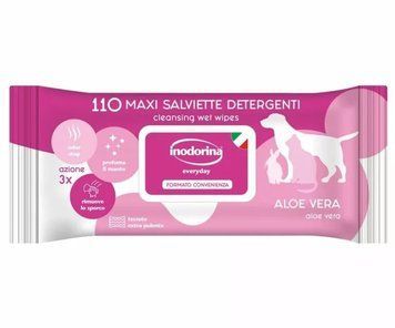 Inodorina Everyday Aloe Vera - Вологі серветки для всіх типів шерсті тварин з ароматом Алое Вера, 110 шт 230.0120.005 фото