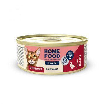 Консервований корм Home Food для вибагливих дорослих котів з качкою в желе (85г) 4820290092600 фото
