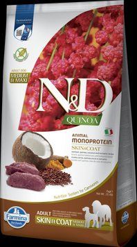 Фарміна дог сухий N&D QUINOA DOG SKIN & COAT, VENISON & COCONUT ADULT MEDIUM & MAXI з олениною та кокосом7 kg 41982 189135 фото