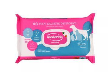 Inodorina Everyday Talco - Вологі серветки для всіх типів шерсті котів, собак та кроликів з ніжним ароматом тальку, 40 шт 230.0030.006 фото