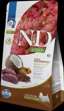 Cухий корм Фарміна дог N&D QUINOA DOG SKIN & COAT VENISON & COCONUT ADULT MINI з олениною та кокосом 800г LP LP189141 фото