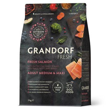 GD FRESH ADULT DOG MEDIUM & MAXI SALMON & SWEET POTATO 3 KG/ Грандорф фреш лосось та батат для дорослих собак середніх та великих порід 3 кг 94903 фото