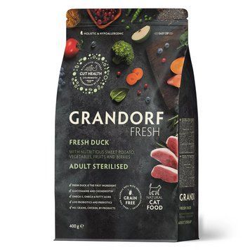 GD FRESH STERIL CAT DUCK & SWEET POTATO 0,4 KG/ Грандорф фреш качка та батат для стерилізованих котів, 0,4 кг 82940 фото