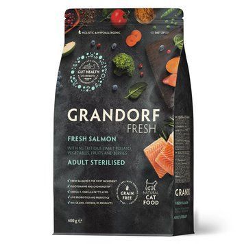 GD FRESH STERIL CAT SALMON & SWEET POTATO 0,4 KG/ Грандорф фреш лосось та батат для стерилізованих котів, 0,4 кг 82840 фото