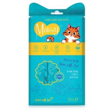 Акція_Mavsy-Creamy Treats Tuna with cod, 5x15g / Кремові ласощі для котів з тунцем та тріскою, 5x15 г MAVSY01_А фото