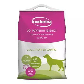 Inodorina Training Pads Wild Flower with sticker - Гігієнічні поглинаючі пелюшки для собак, ароматизовані, 10 шт, 60х90 см 250.0030.002 фото