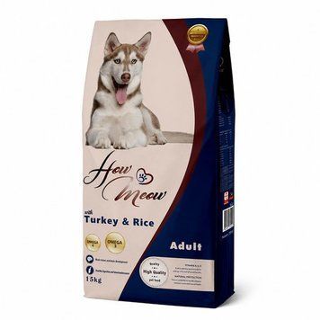 Сухий корм для дорослих собак How Meow Dog Adult повнораціонний з індичкою та рисом 15кг LP LP191771 фото