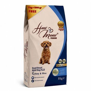 Сухий корм для дорослих собак How Meow Dog Adult Mini повнораціонний з індичкою та рисом 7+1кг LP LP191775 фото