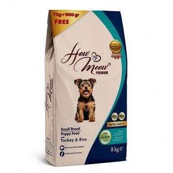 Сухий корм для щенят повнораціонний How Meow Puppy Mini з індичкою та рисом 7+1кг LP LP191773 фото