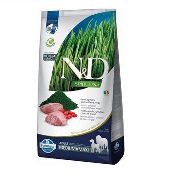 Сухий беззерновий корм Farmina N&D Spirulina для дорослих собак середніх і великих з ягням, спіруліною та ягодами годжі, 7 кг 177877 фото